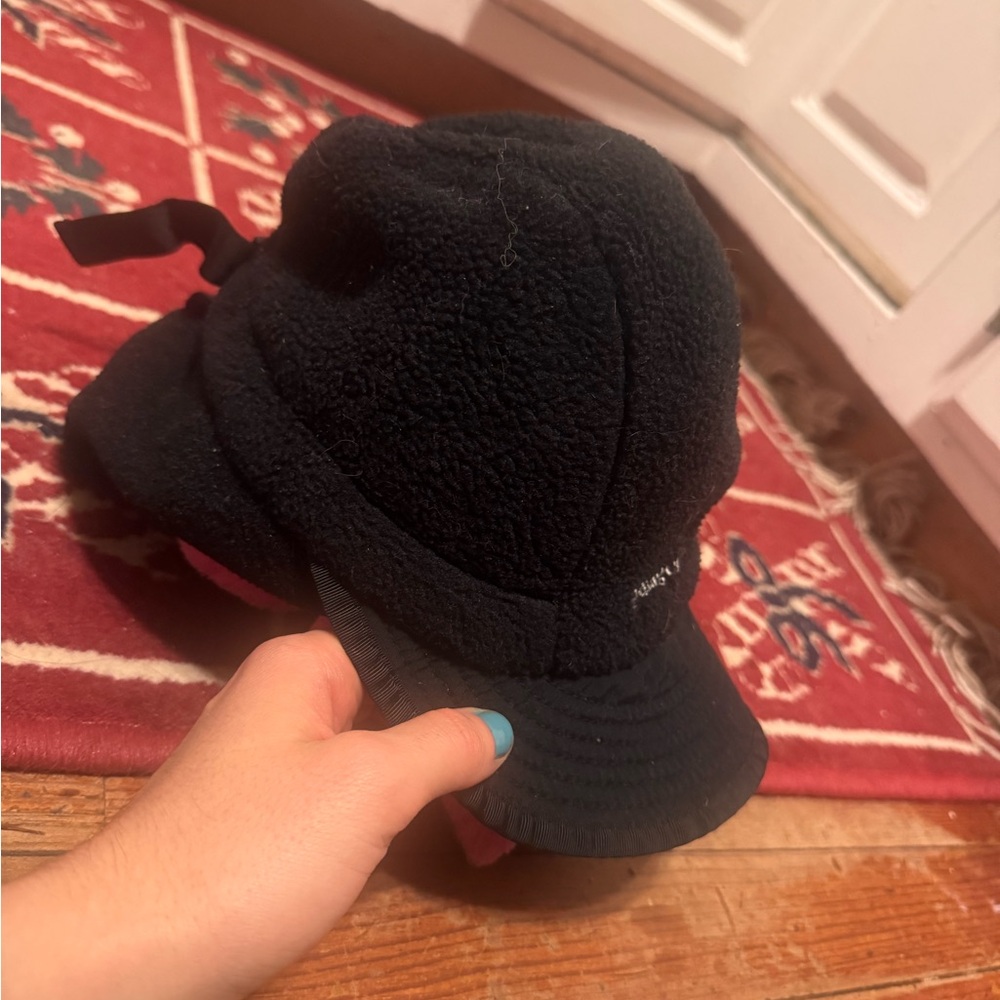Vintage Patagonia Duckbill Fleece Hat Cap Ear Flaps Black Medium USA - Picture 2 of 5